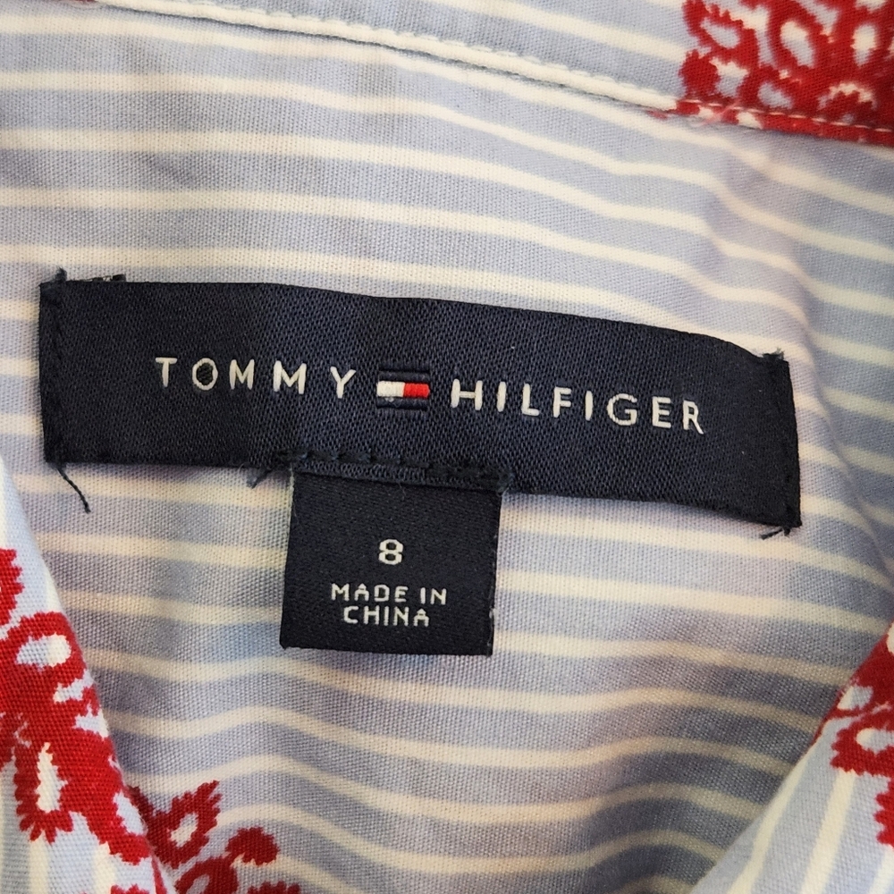 Tommy Hilfiger Blue Pinstripe Sleeveless Button Up Dress Size 8 - Picture 12 of 13